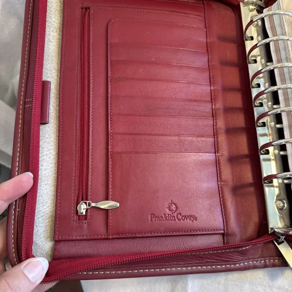 Franklin Covey 7 Ring Genuine Full Grain Leather Inside & Out 11x8